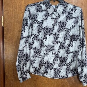 I.N. Studio Black and Gray Animal Print Button Down Shirt